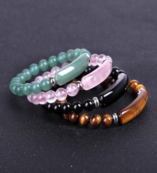 

natural rose quartz agate crystal beaded bracelet chakra healing stone green aventurine tiger eye beads for diy handmade jewelry8984373, Golden;silver