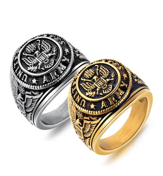

army rings antique eagle statement rings in stainless steel silver gold202g4820378, Golden;silver