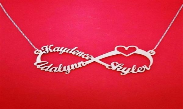 

personalized custom name necklace stainless steel chain infinity heart nameplate necklaces couple love jewelry bff sister gift v195137738, Silver