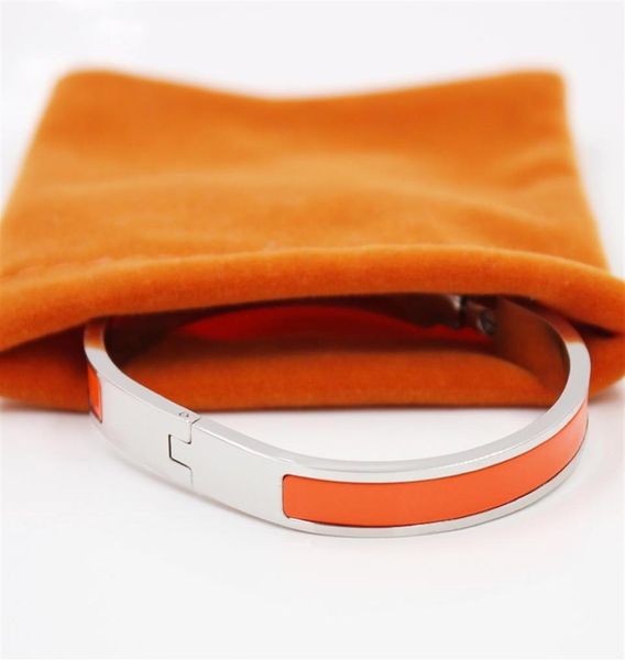 

8mm cuff narrow enamel bangle highest quality designer wristband titanium steel letter braceletsbangles engagement women luxury j5432659, White