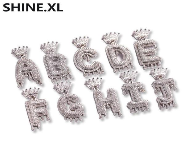 

new custom name crown letter pendant necklace micro cubic zircon gold silver color copper pendant necklace7332486
