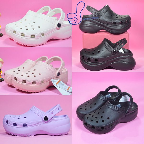

2023 classic bae clog women designer sandals height increasing platform clogs waterproof shoes pink thick bottom pool slippers hospital nurs, Black