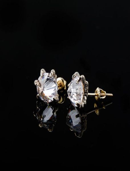 

dragon claw diamond earrings mens womens gold stud earrings fashion hip hop jewelry7934246, Golden;silver