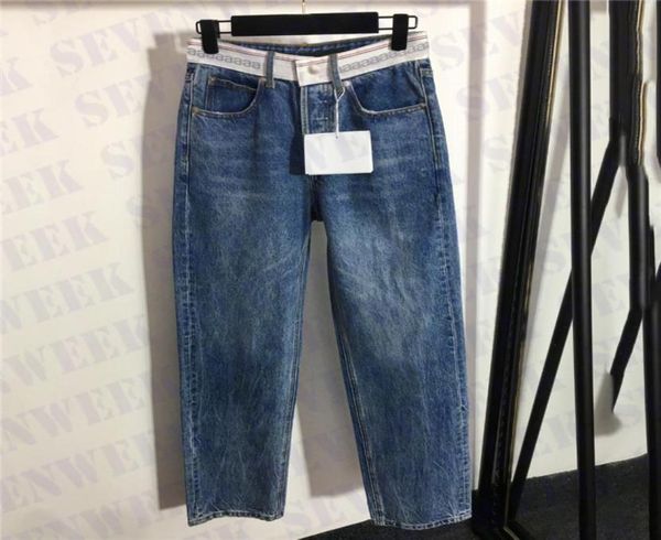 

brands womens jeans trousers clothing design letter waist denim pants designer fashion ladies straight pant2859081, Blue