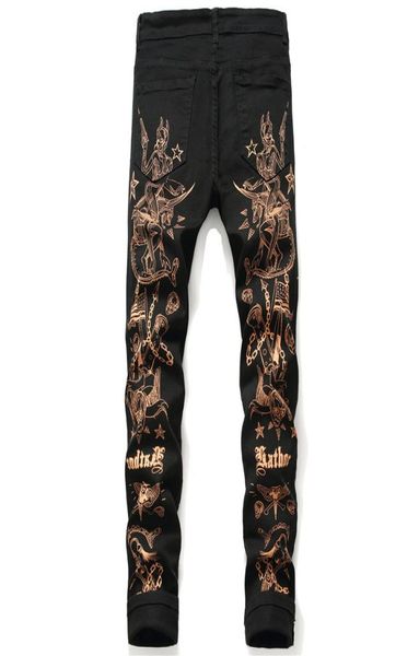 

printed mens jeans black casual pencil denim pants hip hop streetwear jeans for male5518388, Blue