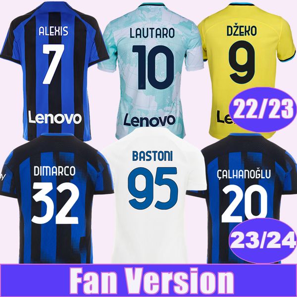 

23 24 alexis barella lukaku mens soccer jerseys 22 23 gosens dzeko lautaro j. correa calhanoglu skriniar brozovic home away 3rd football shi, Black;yellow