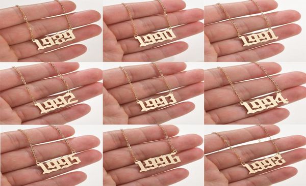

new fashion year number necklaces gold long chain custom year 1989 to 2000 birthday gift for women8159085, Silver