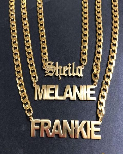 

whip chain necklace old english ladi stainls steel necklace customised name necklace21533963732, Silver