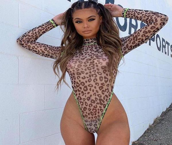 

shimai summer women leopard high neck bodycon bodysuits female vintage animal print high waist bodysuit casual romper t21687809, Black;white