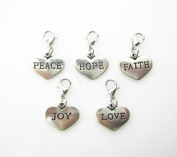 

selling 50pcslot mix 5 designs heart dangle charms for floating pendant lockets with lobster clasp diy jewelry4531827, Bronze;silver