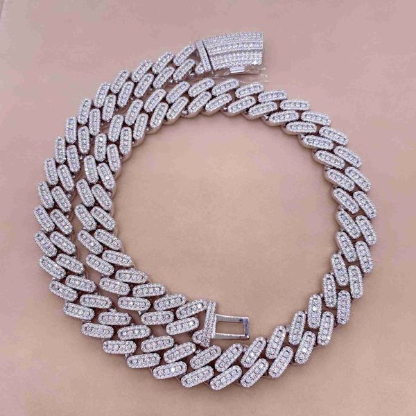 

2023 new chain 925 sterling silver gold plated chain necklace vvs moissanite 15mm cuban link chain moissanite