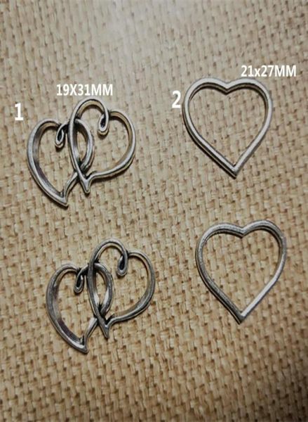 

4style love heart antique silver necklace pendant charm connector collection charm 36pcs59673309876864, Bronze;silver
