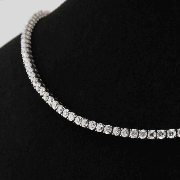 

wholesale tennis necklace 925 silver 4mm moissanite hip hop tennis necklace