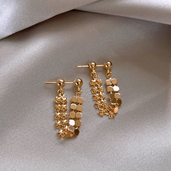 

dangle designer earrings for woman plated gold stud earring fashion tassel small wedding metal chain pearl diamond studs earrings luxury jew, Golden
