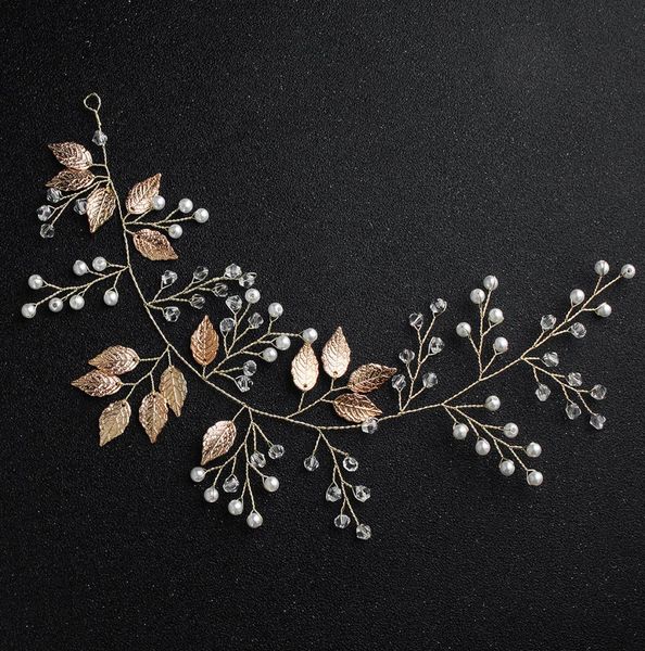 

handmade flexible crystal peals wedding women headbands hair jewelry tocados para el pelo de mujer para boda jcg1198148504, Golden;white