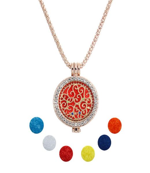 

new design luxury crystal jewelry 6 stylesset essential oil aroma diffuser perfume locket necklace refill pads7818485, Silver
