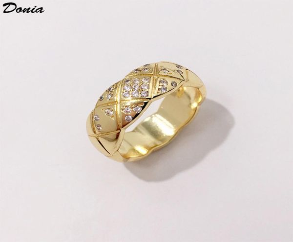 

donia jewelry luxury ring fashion wide mesh copper micro inlaid zircon european and american creative designer gift5940469, Silver