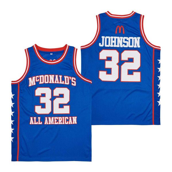 

32 johnson mcdonalds all american basketball jersey blue size s-xxl, Black;red