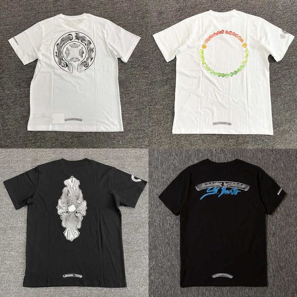 

men's luxury fashion t shirt brandch t-shirts designers men women tees horseshoe sanskrit cross print classics cotton t-shirt casual s, White;black