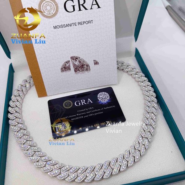 

fashion jewelry 925 sterling silver vvs moissanite iced out custom miami cuban link chain