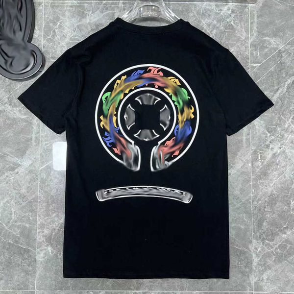 

fashion men's luxury t shirt brand ch t-shirts designers men women tees horseshoe sanskrit cross print classics cotton t-shirt casual, White;black