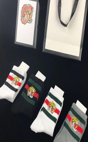 

designer men039s cotton sport designer socks off tiger bee wolf head embroidery midhigh tube leisure sports hip hop black whit3472021