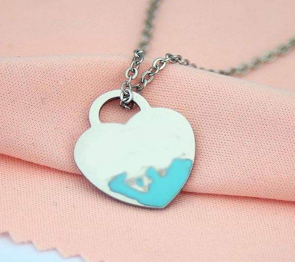 

necklace womens stainless steel 19mm heart pendant blue pink green red jewelry on the neck valentine day gift for girlfriend acces3206000, Silver