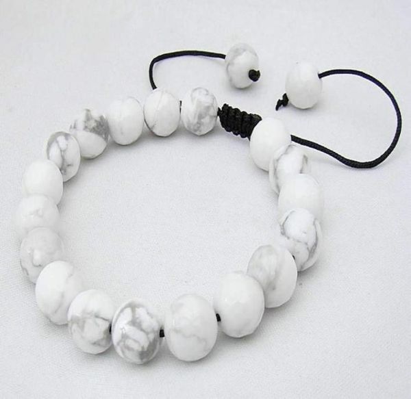 

gemstone shamballa bracelet all 10mm white turquoise stone round beads8815643, Black