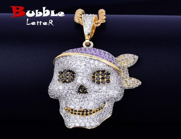 

men039s skull pendant necklace personality chain gold silver iced out cubic zirconia hip hop rock jewelry7405741