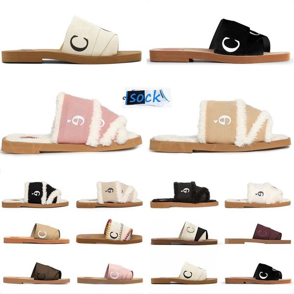 

Woody Cotton Slippers Sandals Slides Sliders For Women Mules Flat Slide Light Tan White Black Pink Lace Lettering Fabric Canvas Woman Slipper Slider Sandal Scuffs, Color#1