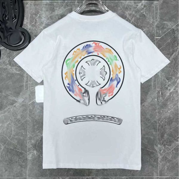 

luxury men's fashion t shirt brand ch t-shirts designers men women tees horseshoe sanskrit cross print classics cotton t-shirt casual, White;black