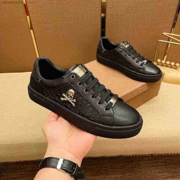 

rubber leather low sneaker hexagon designer leather python men shoes trainer casual outdoor pp shoe, Black