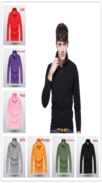 

french brand polos men039s polo shirts with long sleeves and plain color business simple lapels for men039s fall youth trend9260915, White;black