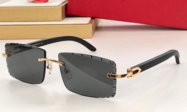 

fashion designer 0339 mens women sunglasses classic vintage square wooden legs metal rimless glasses summer simple business style anti-ultra, White;black