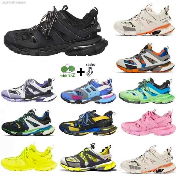 

casual shoes luxury designer brand men sandal women track 3 3.0 triple sneakers tess.s. gomma leather trainer nylon printed platform trainer, Black