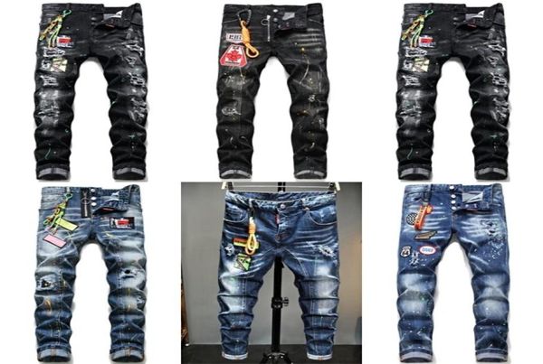 

new fashion brand european italy men's slim jeans pants mens denim trousers zipper blue hole pencil pants jeans for men x06214433338