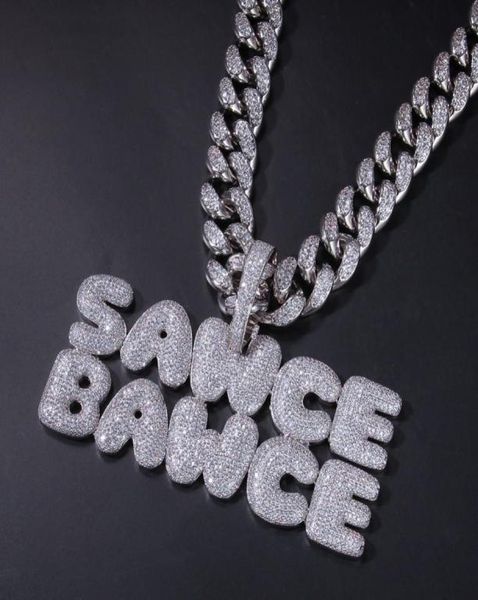 

hip hop custom letters necklace combination words name with big clasp chain full iced cubic zirconia jewelry1190704, Silver