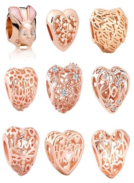 

moq 20pcs rose gold bead rabbit tree of life dragonfly love charm fit original bracelet bangle diy jewelry j0187975195, Bronze;silver