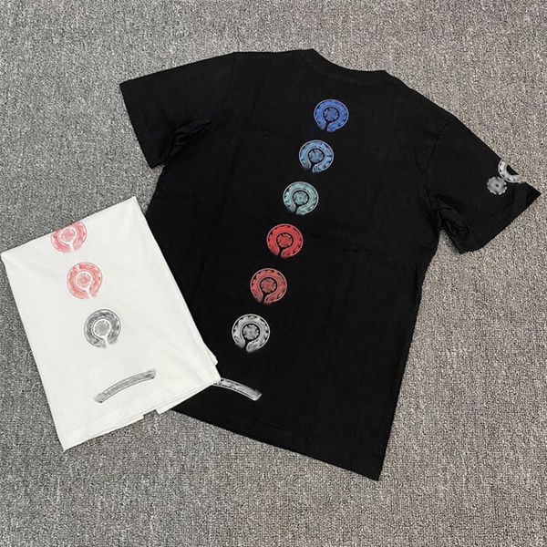 

classics luxury men's t shirt ch brand t-shirts designers men women tees fashion horseshoe sanskrit cross print cotton t-shirt casual, White;black