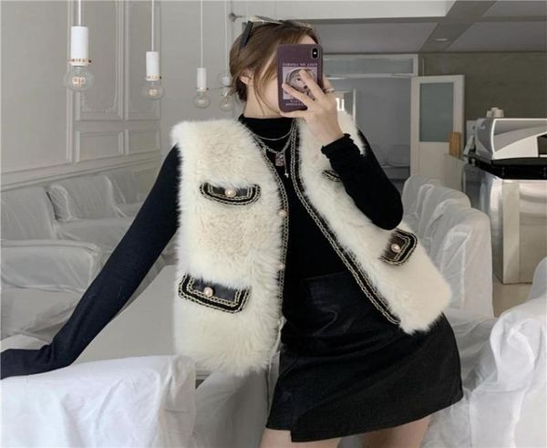 

64 emma women039s fur faux korean version western style waistcoat jacket women autumn and winter vest jackets vests71748145949632, Black;white