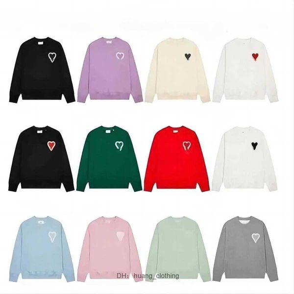 

amiparis hoodie male designers paris hooded highs quality sweater red love round jumper couple sweatshirts esim, Black