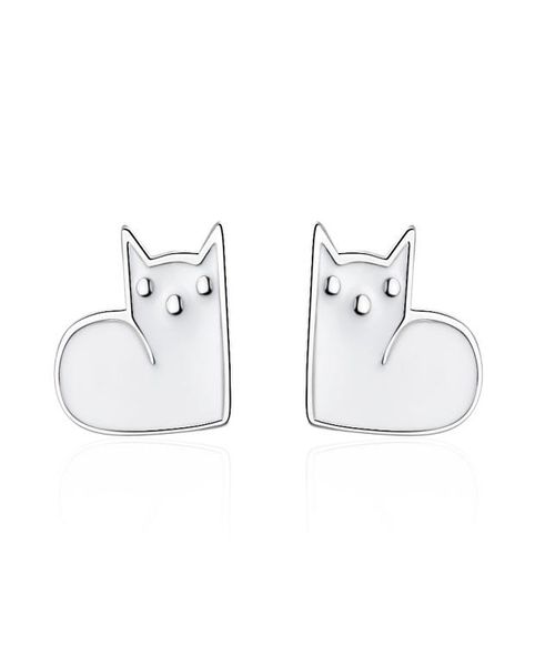 

tt197 s925 sterling silver needle super cute cats ear stud earrings female personality epoxy black cat jewelry for young girl gif1203001