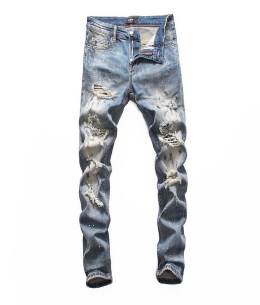 

2021 tiktok mens fashion straight slim ripped jeans trousers men streetwear motorcycle biker jean pants size 2938 809657685423092881, Blue