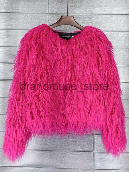

women's jackets zadorin autumn winter jackets for women 2023 elegant o neck loose fluffy faux fur coat women pink white jacket fur card, Black;brown