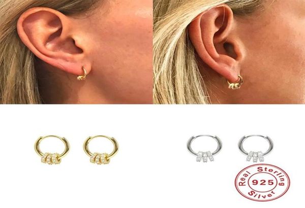 

hoop huggie 925 sterling silver for women party gifts minimalist light luxury crystal earrings lucky bead simple ear button geom2492874, Golden;silver