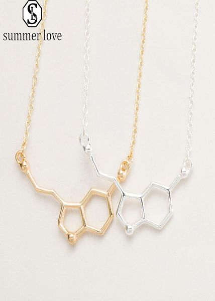 

new arrival chemical molecule necklace unique geometric dainty pendant necklace for women girls gold elegant long chain charm jewe2426392, Silver