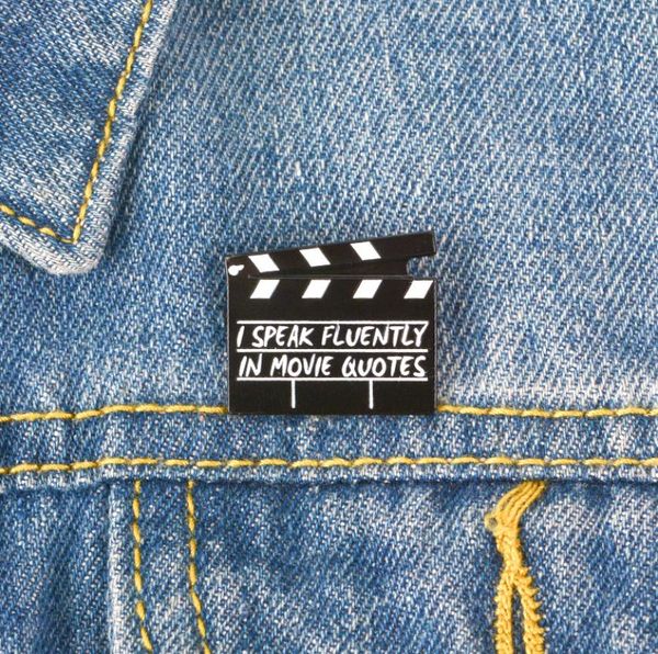 

movie set clapboard enamel pin i speak fluently in movie quotes brooches bag clothes lapel brooch pin badge jewelry gift for frien3724185, Gray