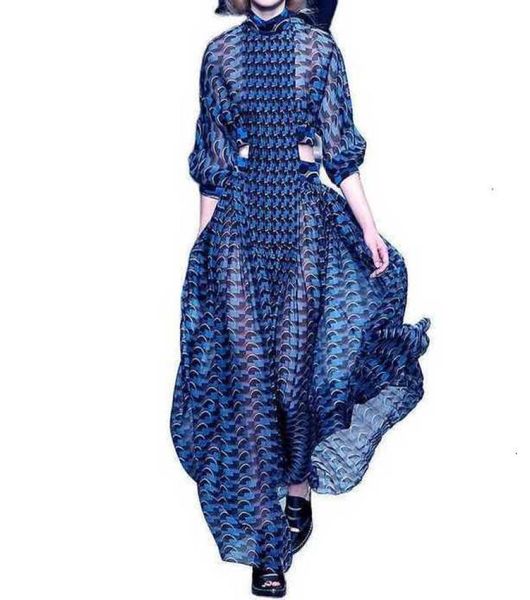 

blue stripes dress women fashion long sleeves high neck hollow out waist a line charming party dresses_discountshuagsu9873422, Black;gray