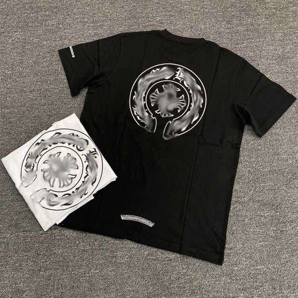 

fashion luxury men's t shirt brand ch t-shirts designers men women tees horseshoe sanskrit cross print classics cotton t-shirt casual, White;black
