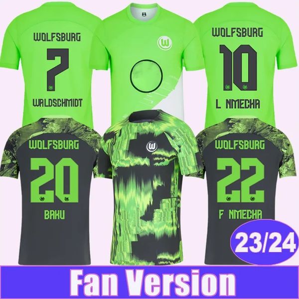 

2023 24 wolfsburg mens soccer jerseys baku baku .nmecha arnold wind home away training wear football shirt short sleeves uniform, Black;yellow